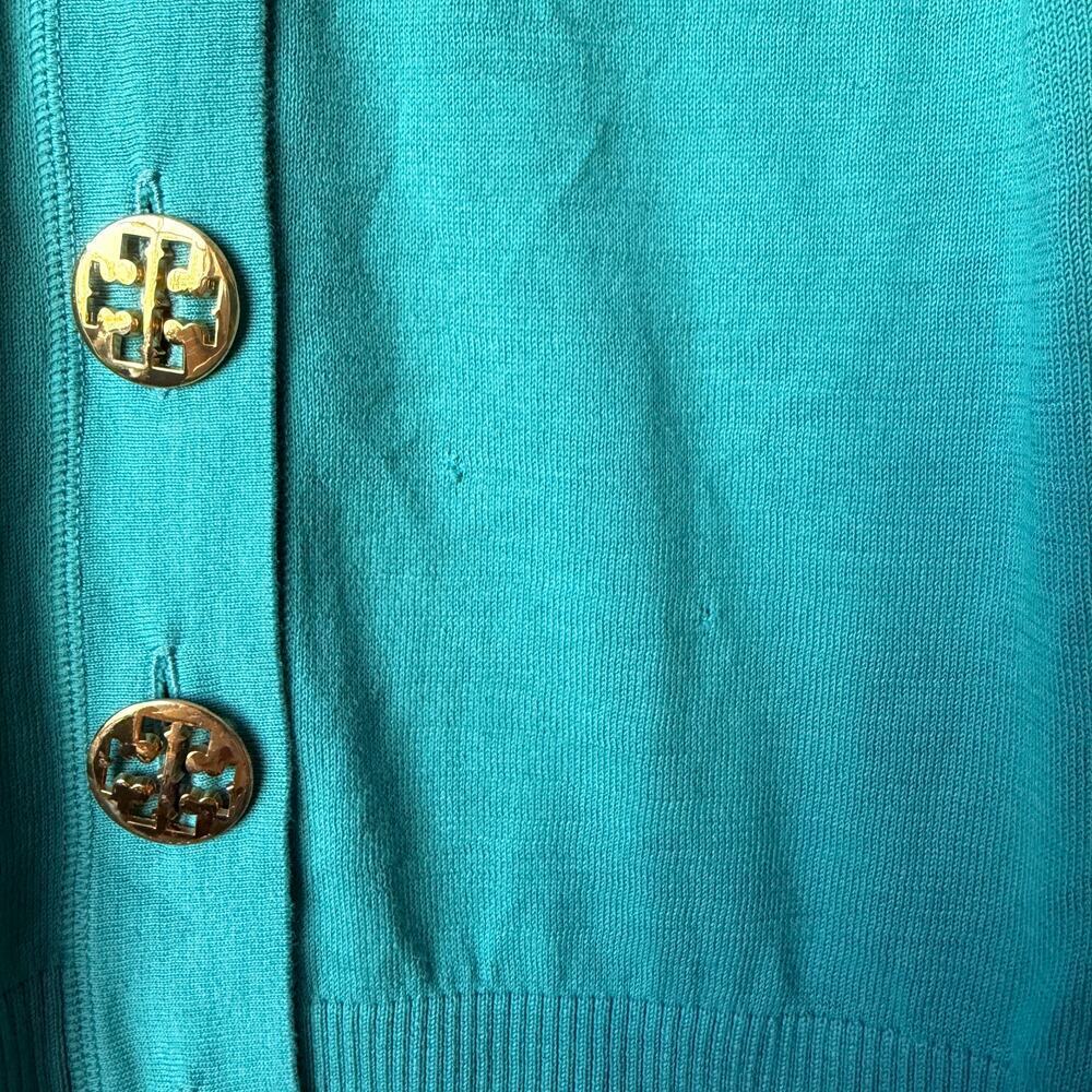 Tory Burch Simone Cardigan Sweater in Turquoise Size S - Picture 5 of 8